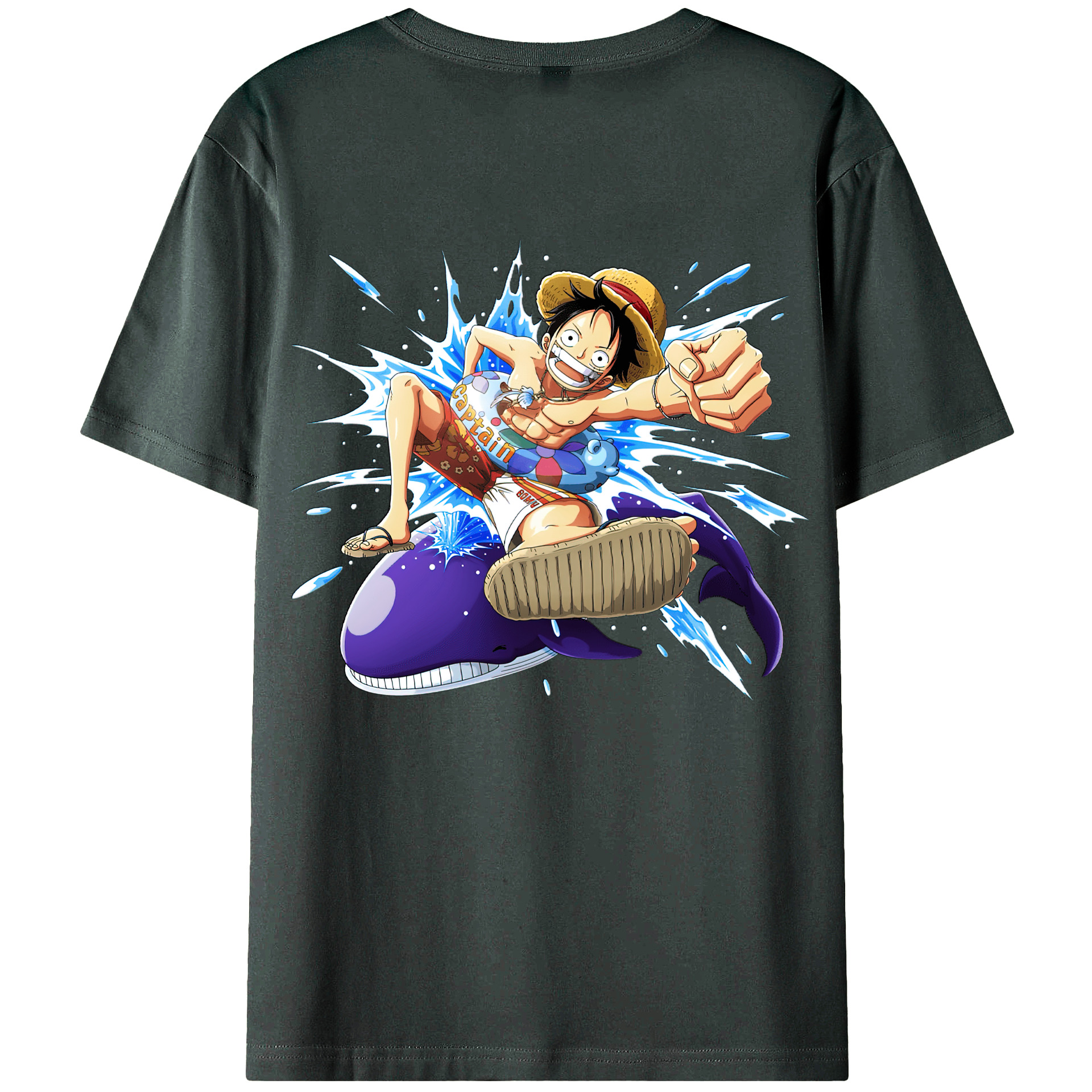 ワンピース モンキー・D・ルフィ ONE PIECE Monkey D. Luffy 綿100％ メンズ半袖Tシャツ（バックプリント） 通気性